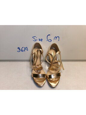 PAPRIKA - Women's Gold Metallic Strappy High Heel Sandals Size 9 M
